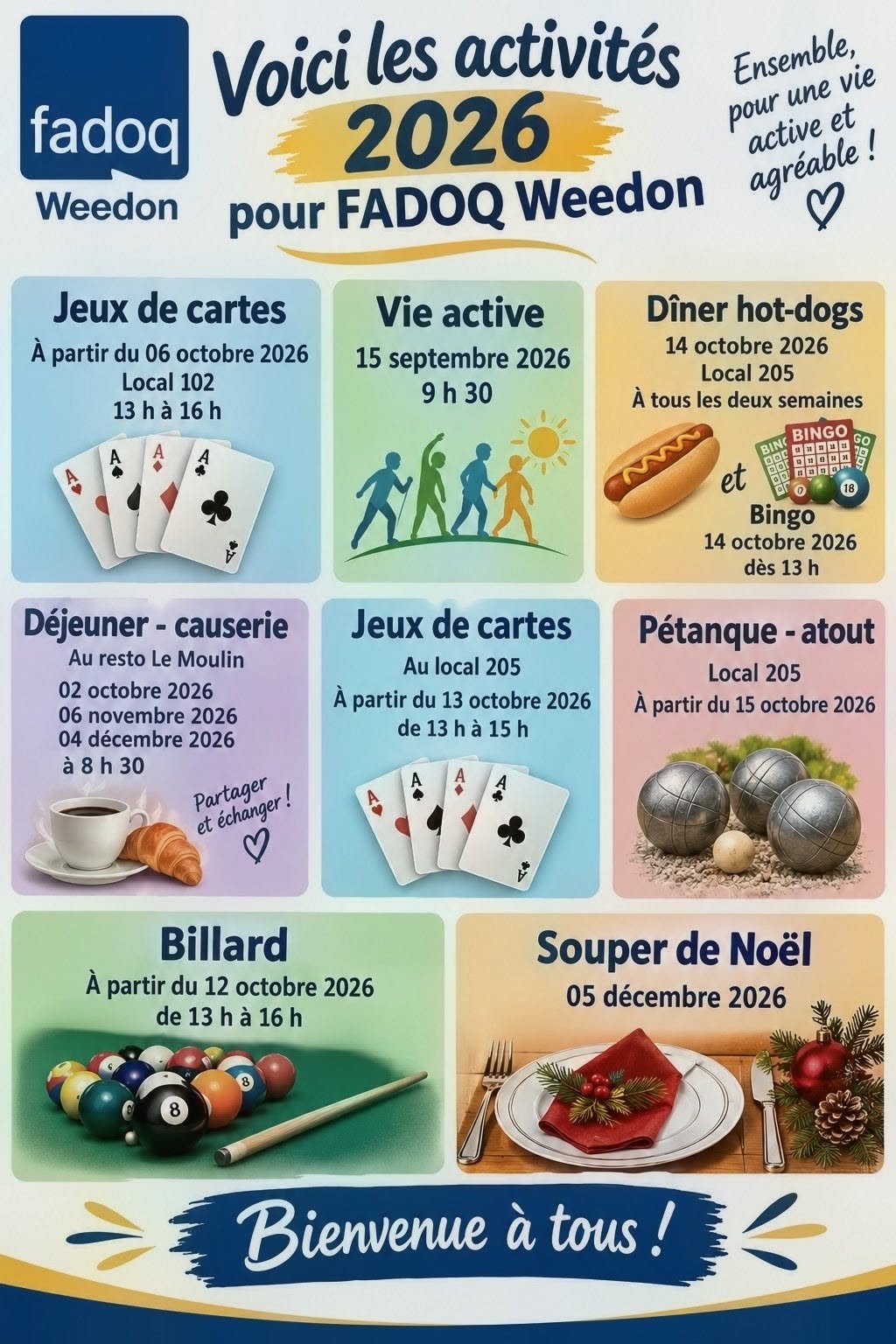 Affiche sur les activités offertes